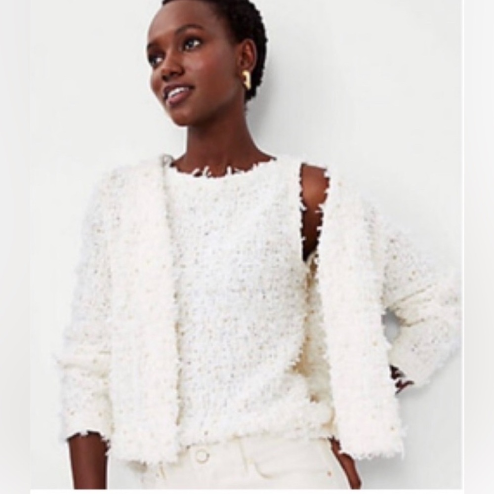 NWT Shimmer Textured Tweed Sweater Shell